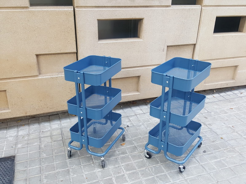 carro auxiliar 3pisos azul 4r.metal 79x30x42 (19eu.) 2u